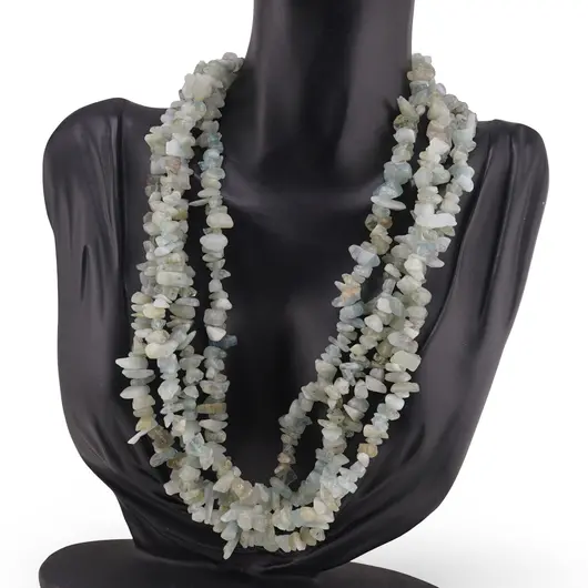 Colier Acvamarin chips 4-12mm pe patru randuri, imagine 2