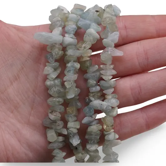 Colier Acvamarin chips 4-12mm pe patru randuri, imagine 3