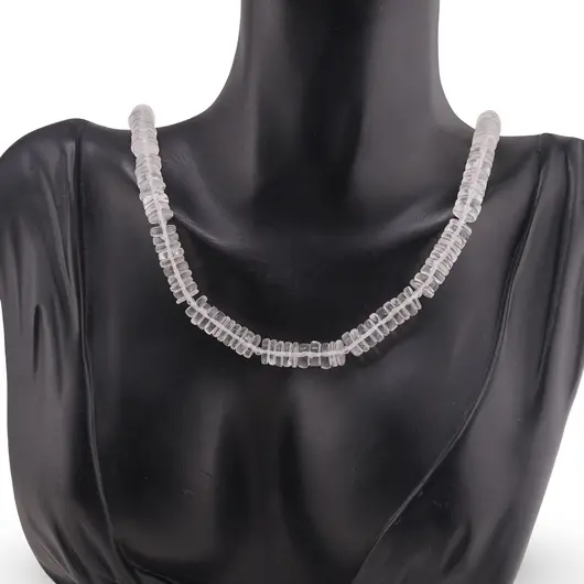 Colier Cristal de stanca heishi 7mm si sfere fatetate 2mm, imagine 2