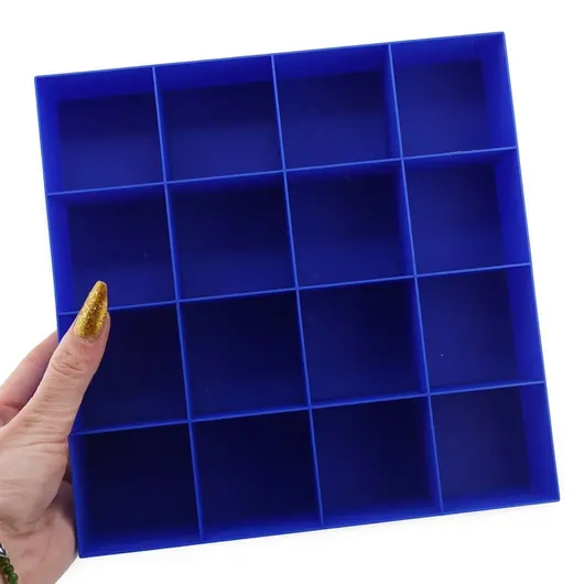 Cutie pentru cristale cu 16 de compartimente, albastra - 20cm, imagine 3