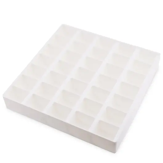 Cutie / Vitrina pentru cristale cu 42 de compartimente, alba - 21cm
