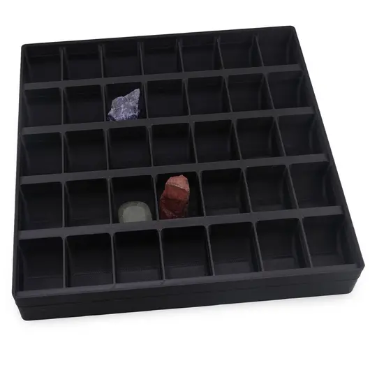Cutie / Vitrina pentru cristale cu 42 de compartimente, neagra - 21cm, imagine 2