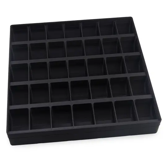 Cutie / Vitrina pentru cristale cu 42 de compartimente, neagra - 21cm