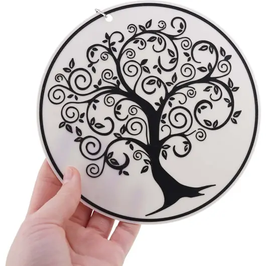 Decoratiune rotunda Copacul Vietii gravat, negru - 15cm, imagine 2