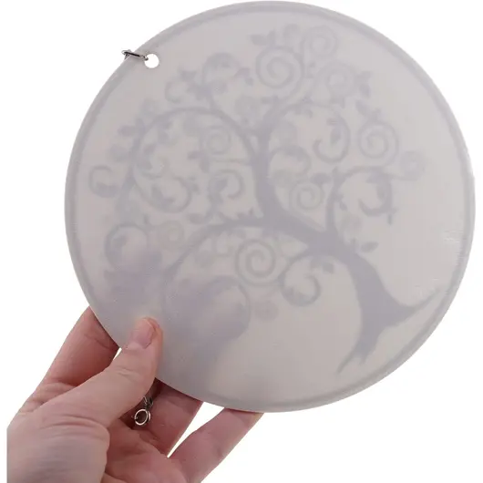 Decoratiune rotunda Copacul Vietii gravat, negru - 15cm, imagine 3