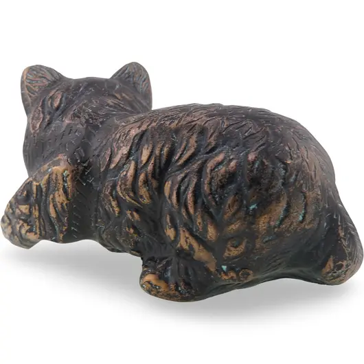 Decoratiune vintage din alama in forma de pisica asezata - 17,5cm, imagine 2