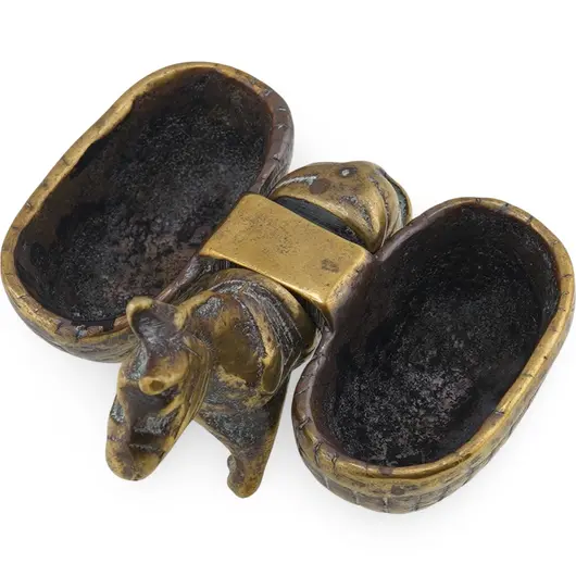 Decoratiune vintage din alama, magar cu saci in spate - 6,5cm, imagine 2