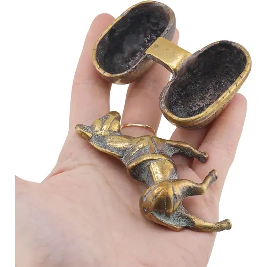 Decoratiune vintage din alama, magar cu saci in spate - 6,5cm, imagine 3