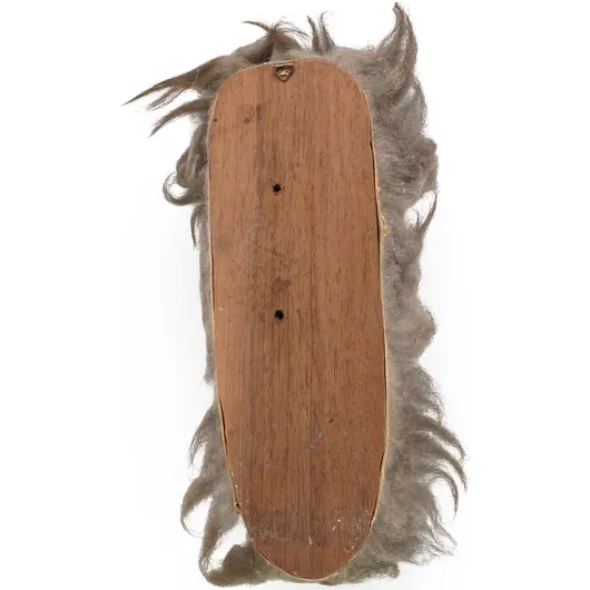 Masca vintage din lemn, model cu par din fibre naturale - 30cm, imagine 2