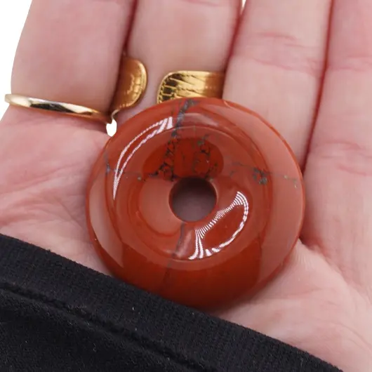 Pandantiv Pi donut Jasp rosu 35mm, imagine 3