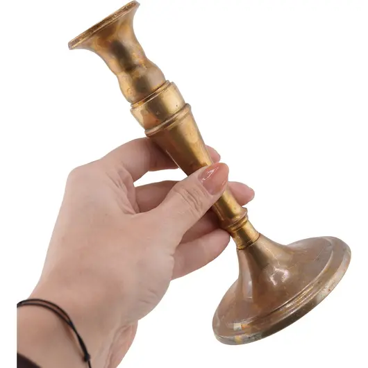 Sfesnic vintage din alama, model clasic inalt - 17cm, imagine 3