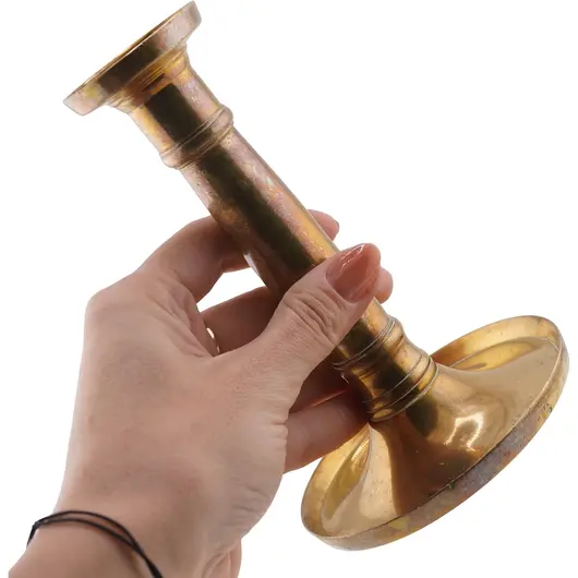 Sfesnic vintage din alama, model clasic robust - 15cm, imagine 3