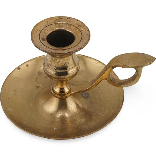 Sfesnic vintage din alama, model patinat cu maner lateral - 7,5cm, imagine 2