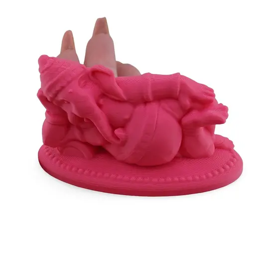Statueta feng shui Ganesha relaxat simbolizand pacea interioara si depasirea obstacolelor fara efort, 7cm - roz, imagine 3
