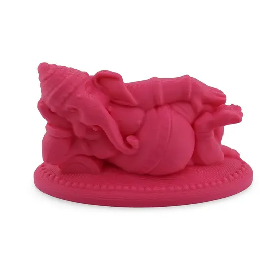 Statueta feng shui Ganesha relaxat simbolizand pacea interioara si depasirea obstacolelor fara efort, 7cm - roz