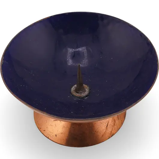 Suport vintage din cupru emailat pentru lumanare, 4cm, imagine 2