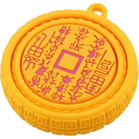 Talisman feng shui rotativ cu trigrame Bagua pentru protectie si prosperitate, galben - 7cm, imagine 2