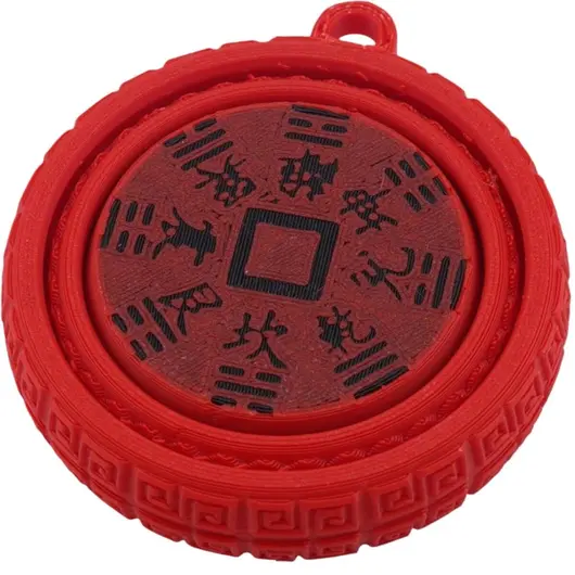 Talisman feng shui rotativ cu trigrame Bagua pentru protectie si prosperitate, rosu - 7cm, imagine 2