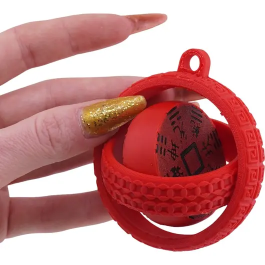 Talisman feng shui rotativ cu trigrame Bagua pentru protectie si prosperitate, rosu - 7cm, imagine 3