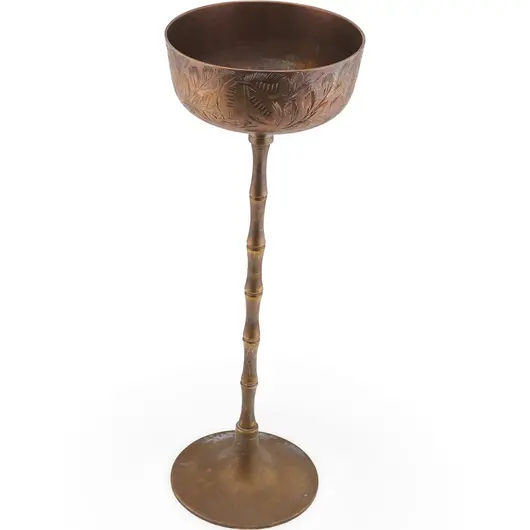 Vas decorativ vintage din alama pentru lumanare stalp, 22cm, imagine 2