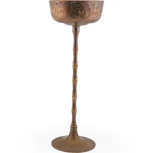 Vas decorativ vintage din alama pentru lumanare stalp, 22cm