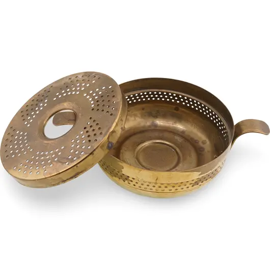 Vas pentru fumigatie vintage din alama, model perforat - 21cm, imagine 2