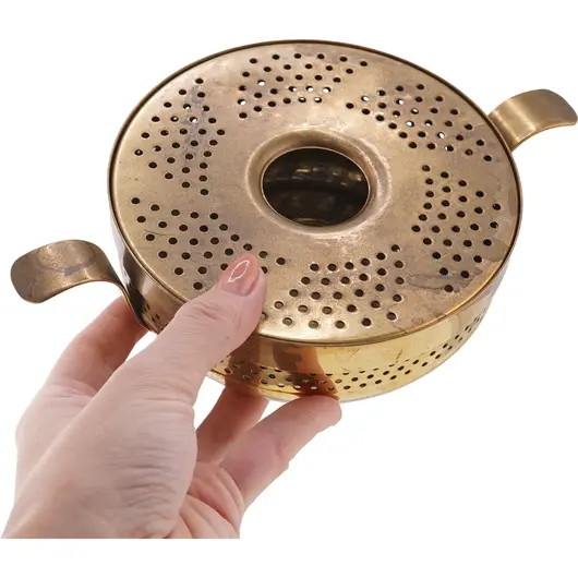 Vas pentru fumigatie vintage din alama, model perforat - 21cm, imagine 3