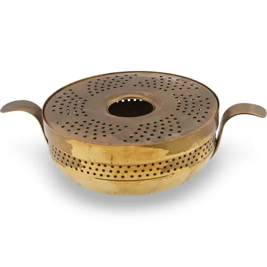Vas pentru fumigatie vintage din alama, model perforat - 21cm