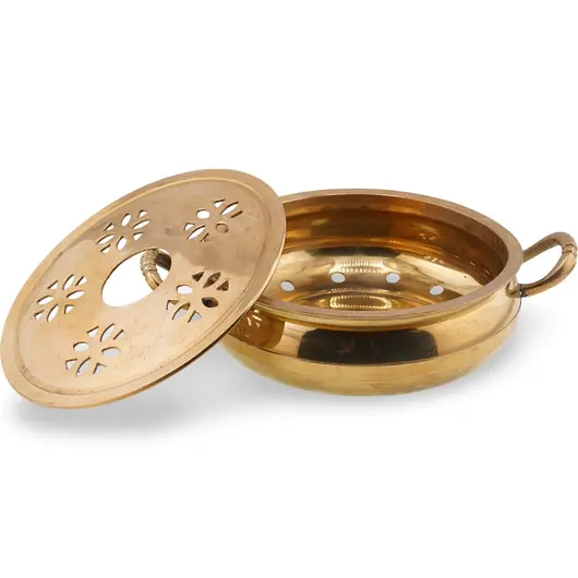 Vas vintage din alama pentru fumigatie, model perforat - 18,5cm, imagine 2