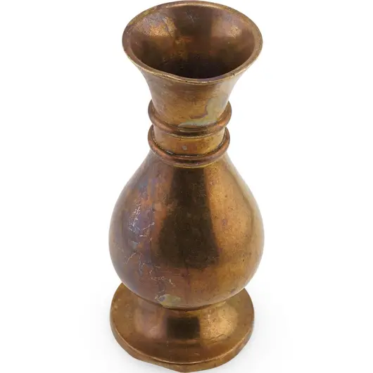 Vaza vintage din alama, model clasic bombat - 13cm, imagine 2