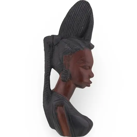 Set vintage din lemn, femei tribala cu profil sculptat - 20-28cm, imagine 2