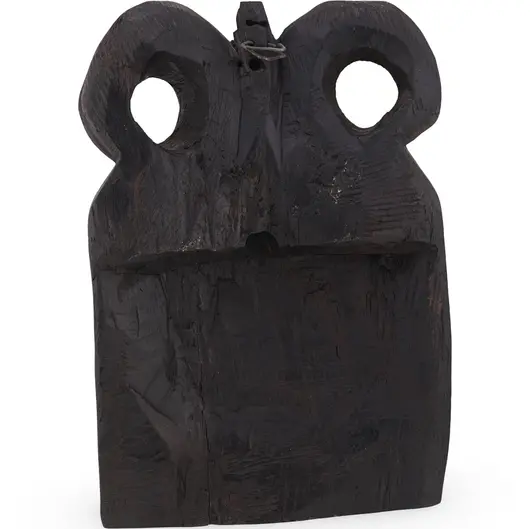 Bust vintage din lemn, figurina tribala cu coarne ormanentale - 23,5cm, imagine 2