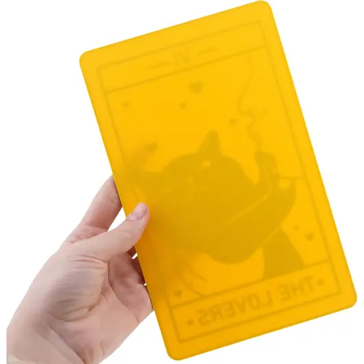 Decoratiune tip carte de tarot THE LOVERS, 20cm - galben cu negru, imagine 3