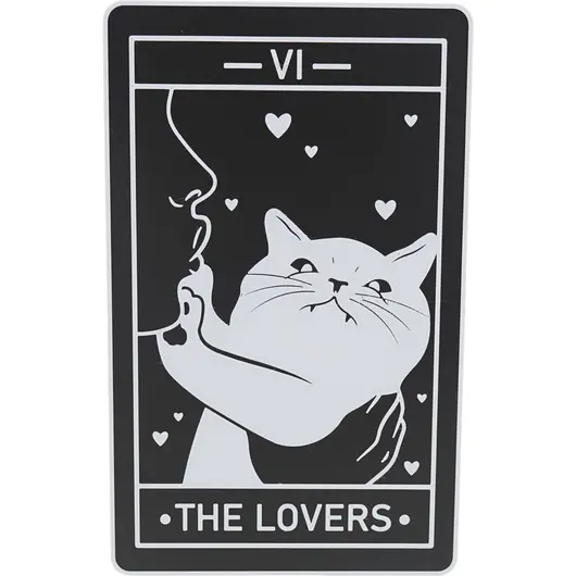 Decoratiune tip carte de tarot THE LOVERS, 20cm - negru cu alb
