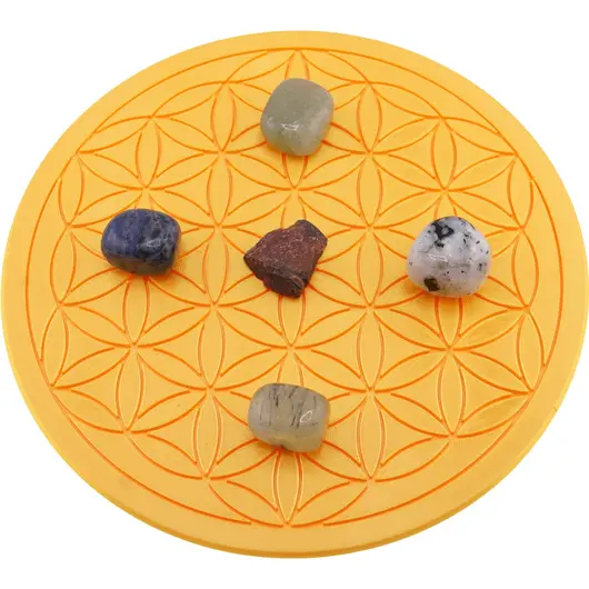 Grila pentru cristale Floarea Vietii gravata, 20cm - auriu, imagine 2