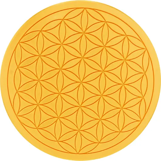 Grila pentru cristale Floarea Vietii gravata, 20cm - auriu