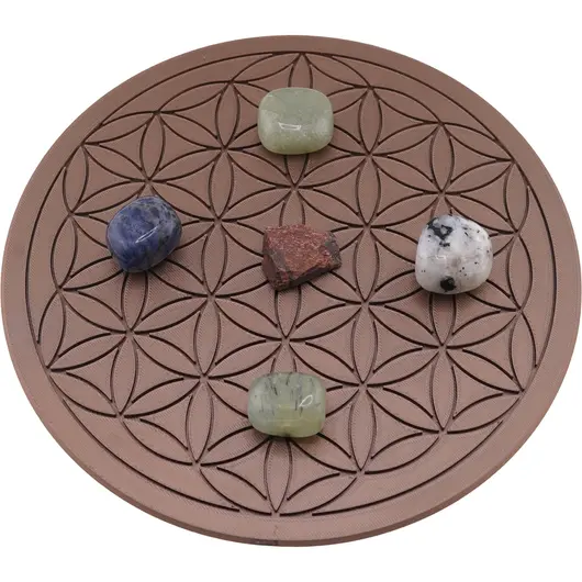 Grila pentru cristale Floarea Vietii gravata, 20cm - maro, imagine 2