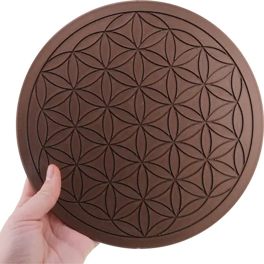Grila pentru cristale Floarea Vietii gravata, 20cm - maro, imagine 3