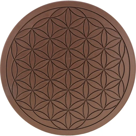 Grila pentru cristale Floarea Vietii gravata, 20cm - maro