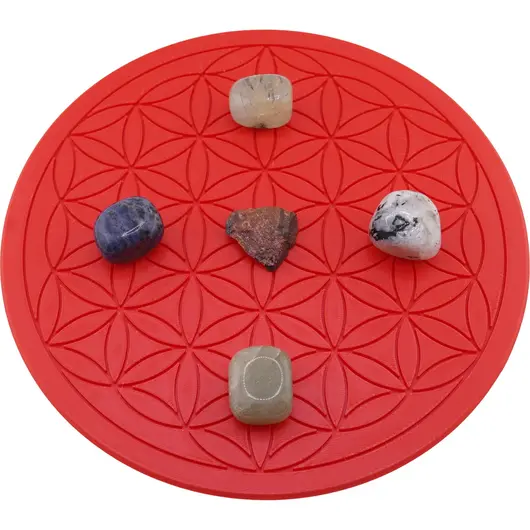 Grila pentru cristale Floarea Vietii gravata, 20cm - rosu, imagine 2