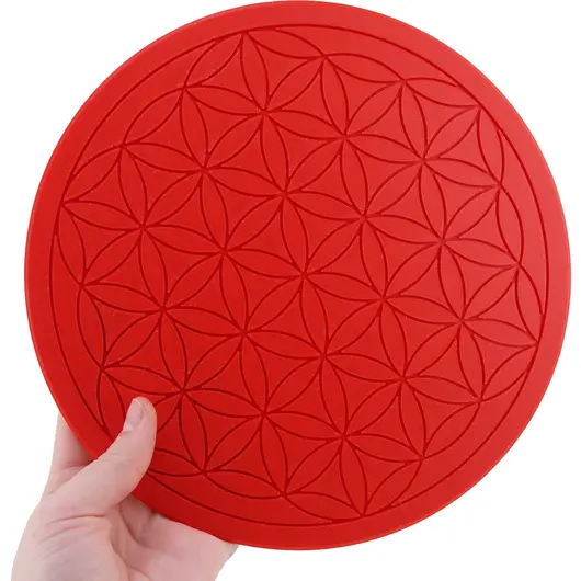 Grila pentru cristale Floarea Vietii gravata, 20cm - rosu, imagine 3
