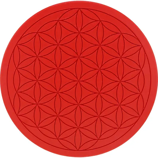 Grila pentru cristale Floarea Vietii gravata, 20cm - rosu