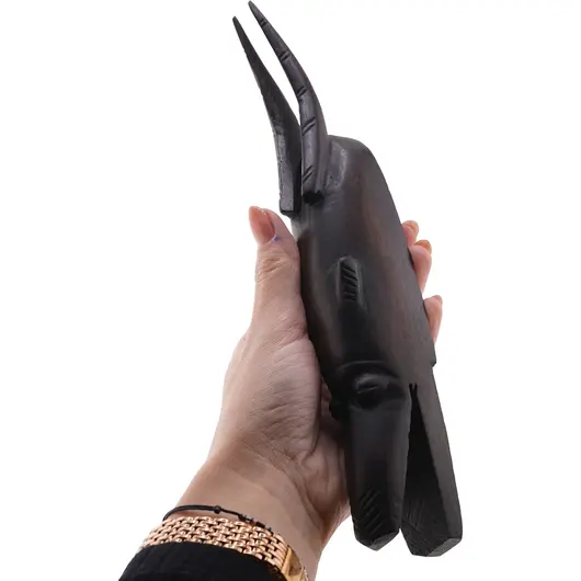 Masca tribala vintage din lemn, model inchis la culoare in forma de animal - 26cm, imagine 3