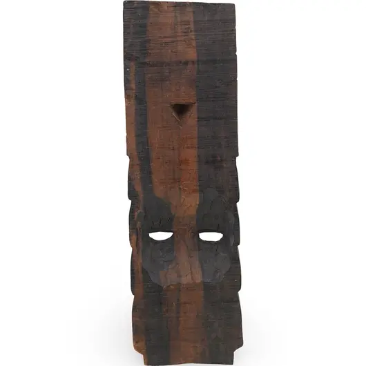 Masca vintage din lemn, model sculptat vertical - 33cm, imagine 2