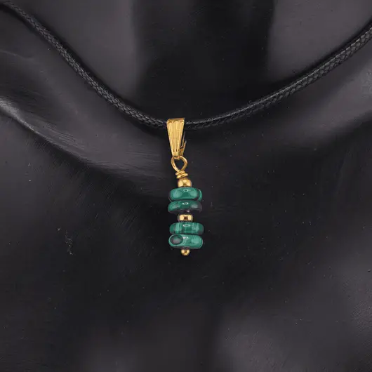 Pandantiv Malachit rondele, auriu, imagine 2