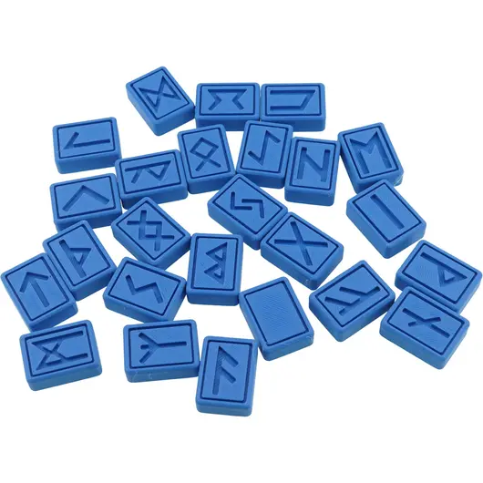 Set 25 rune gravate dreptunghiulare, albastru inchis