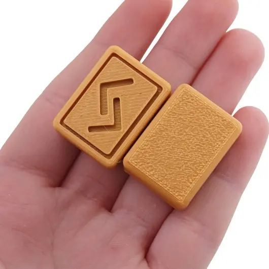 Set 25 rune gravate dreptunghiulare, galben inchis, imagine 3