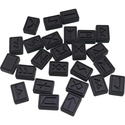 Set 25 rune gravate dreptunghiulare, negru