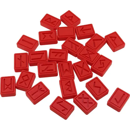 Set 25 rune gravate dreptunghiulare, rosu
