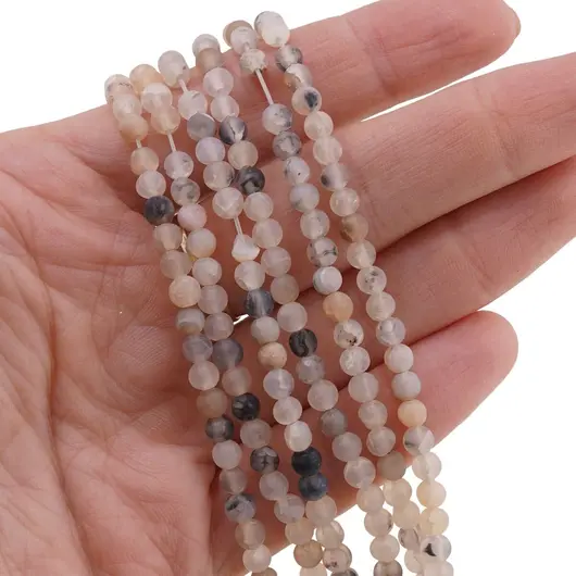 Sirag Agat dragon veins sfere 4mm mate, 36-37cm, imagine 3